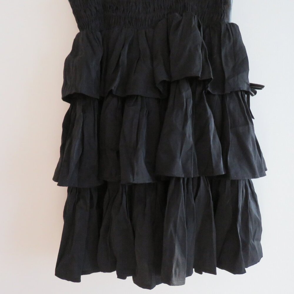 LOLITA Whimsigoth Black Tiered Ruffled Faux Leather Smocked Dress - Picture 15 of 16